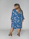Bar Code Frill Dress in Blue