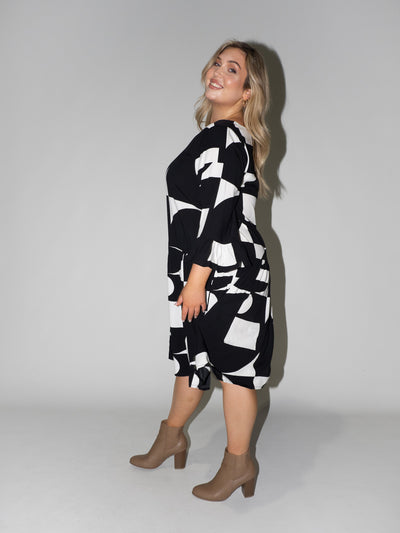 Puzzle Frill Dress in Black