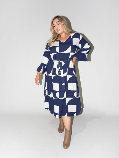 Puzzle Charlotte Dress in Navy