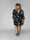 Bar Code Frill Dress in Black
