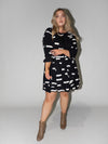 Bar Code Frill Dress in Black