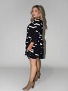 Bar Code Frill Dress in Black