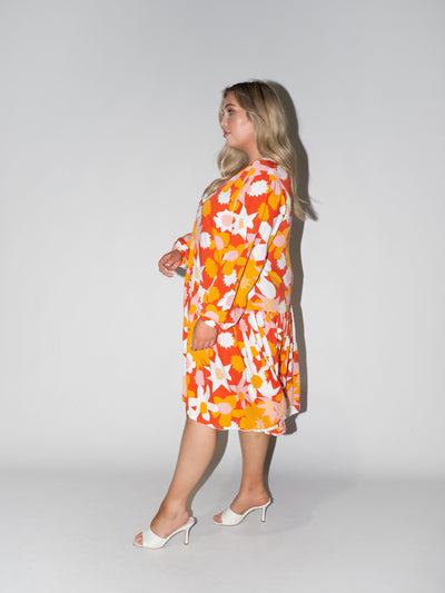 Flower Power Frill Dress in Red