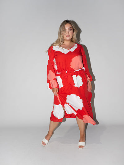 Clouds Charlotte Dress in Red