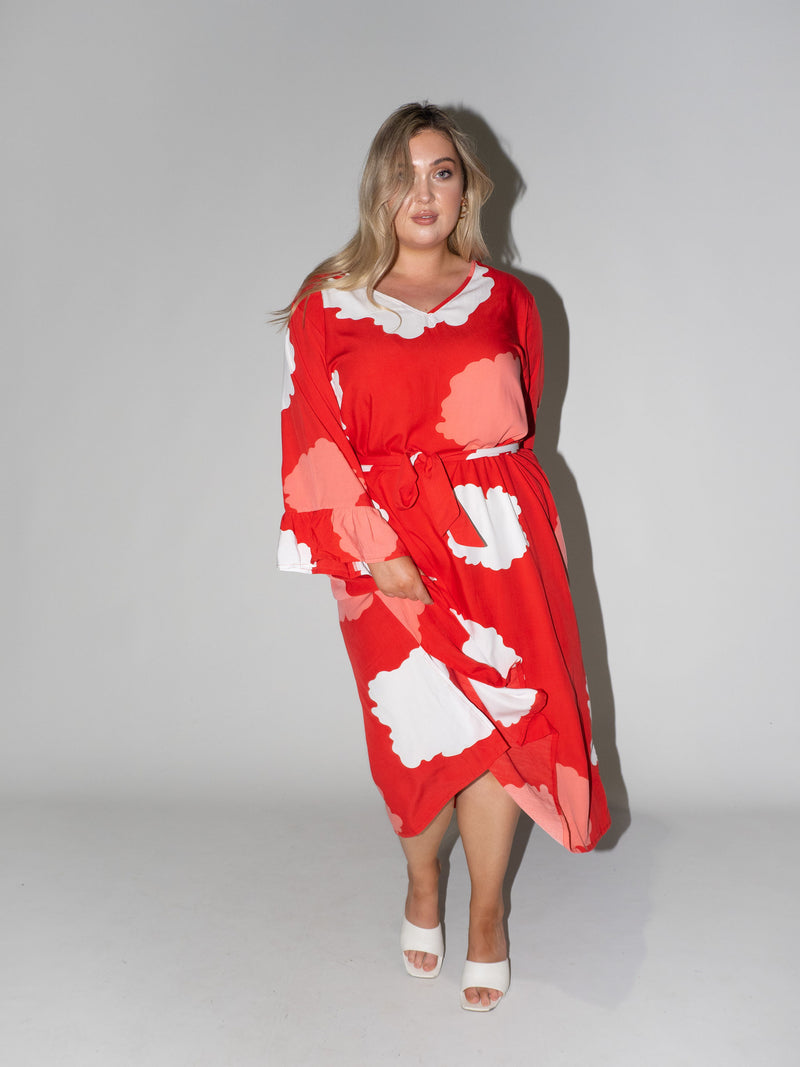 Clouds Charlotte Dress in Red