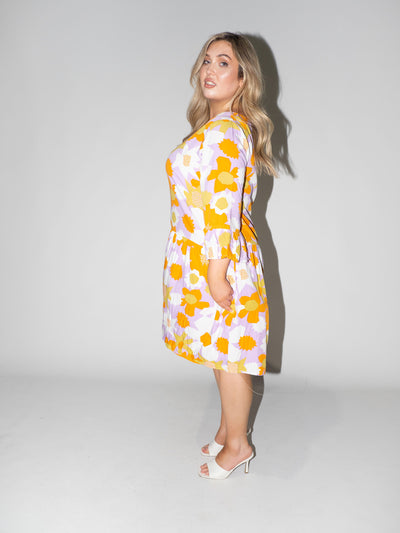 Flower Power Frill Dress in Lilac