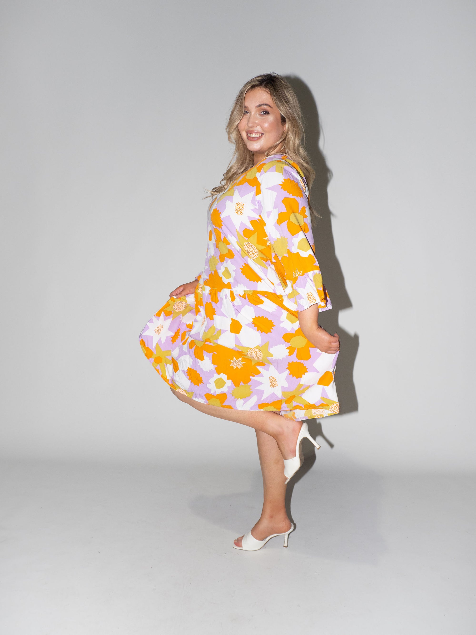 Flower Power Frill Dress in Lilac