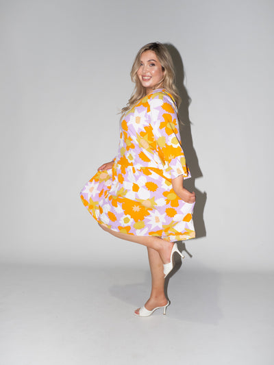 Flower Power Frill Dress in Lilac
