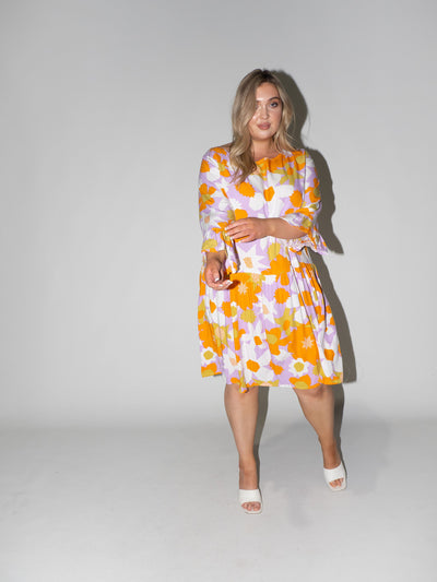 Flower Power Frill Dress in Lilac