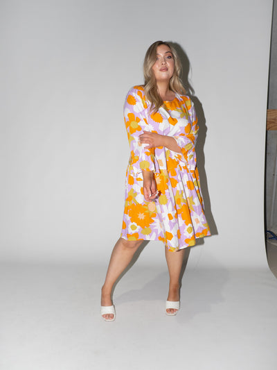 Flower Power Frill Dress in Lilac