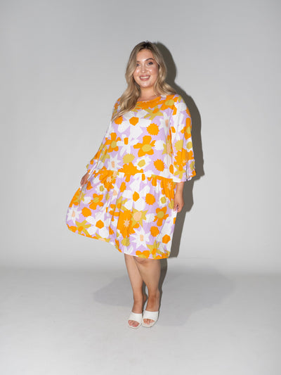 Flower Power Frill Dress in Lilac