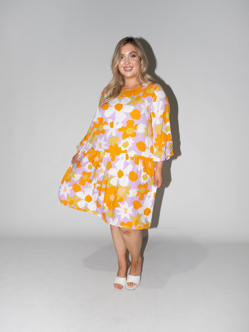 Flower Power Frill Dress in Lilac