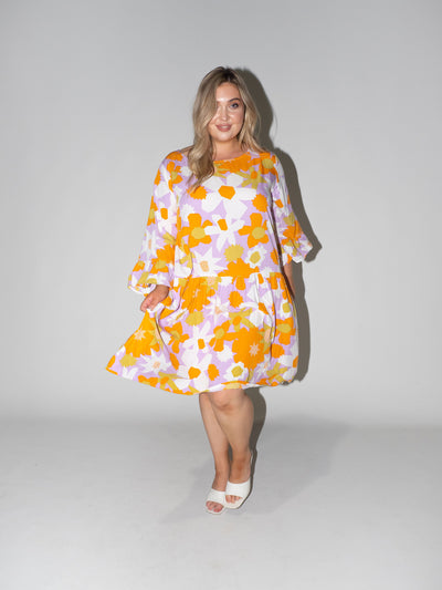 Flower Power Frill Dress in Lilac