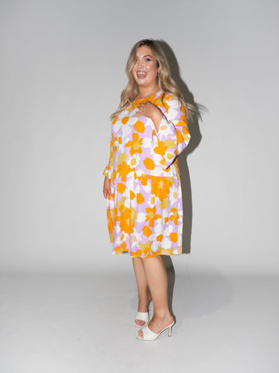 Flower Power Frill Dress in Lilac