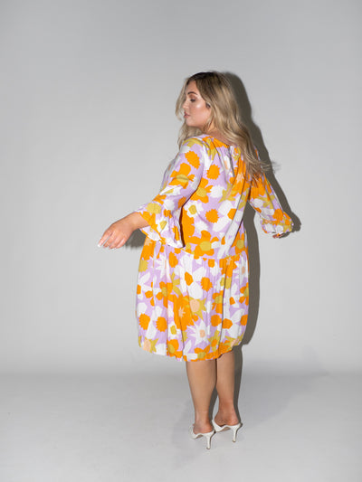Flower Power Frill Dress in Lilac