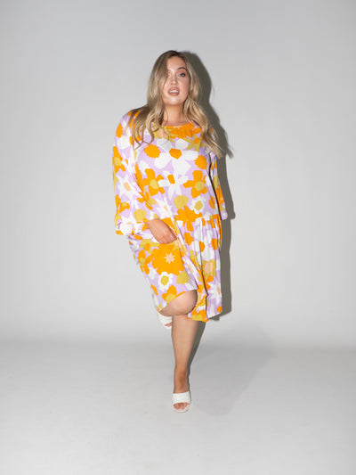 Flower Power Frill Dress in Lilac