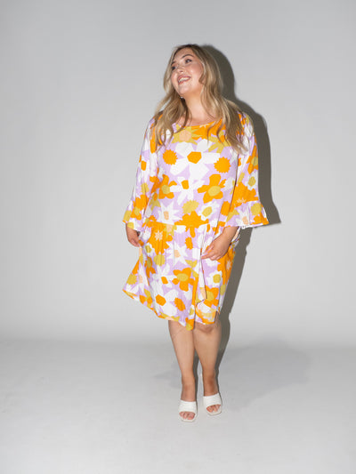 Flower Power Frill Dress in Lilac
