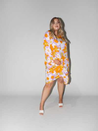 Flower Power Frill Dress in Lilac